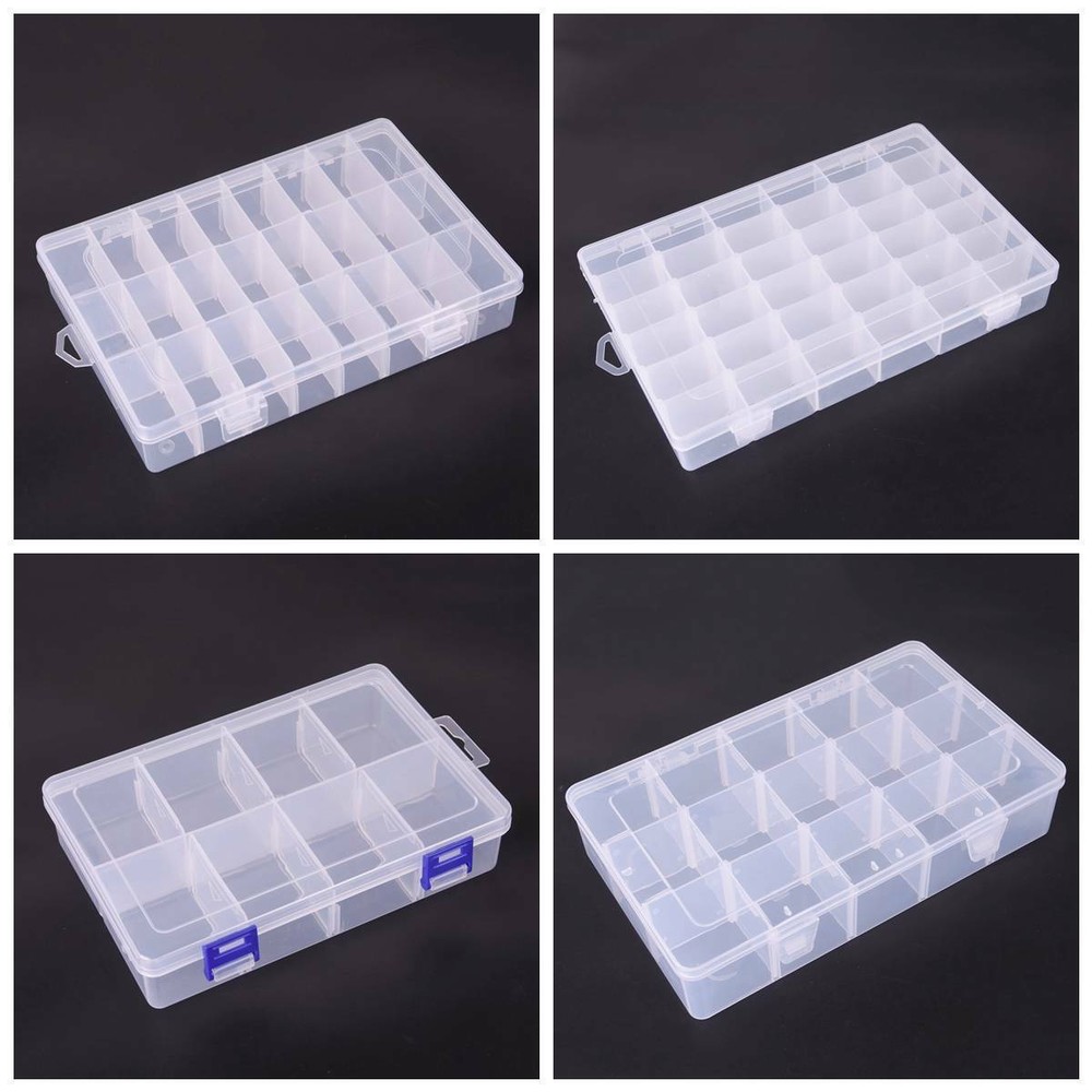 8/10/15/24/36 Removable Compartment Bead Storage Plastic Box Organizer Container