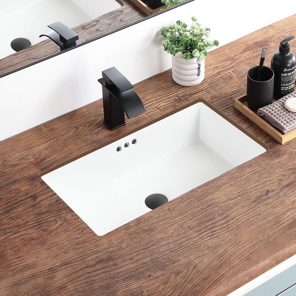 24 Inch Undermount Bathroom Sink Rectangular Undermount Sink White Ceramic Un...