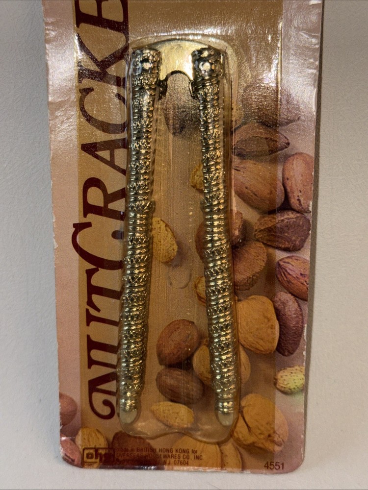 Vintage HMQ Goldtone Nut Cracker Tool NIP