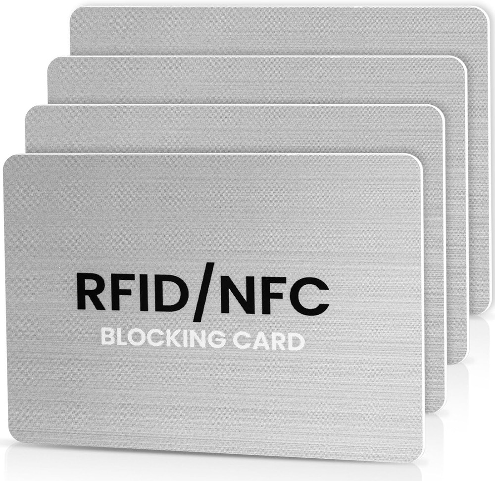 RFID Blocking Cards - NFC Credit Card Protector, Silver, 4 Pcs