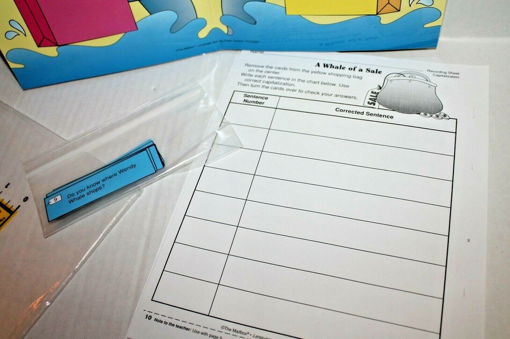 Capitalization Writing Center Language Arts Folder Game Activity Grades 3-5