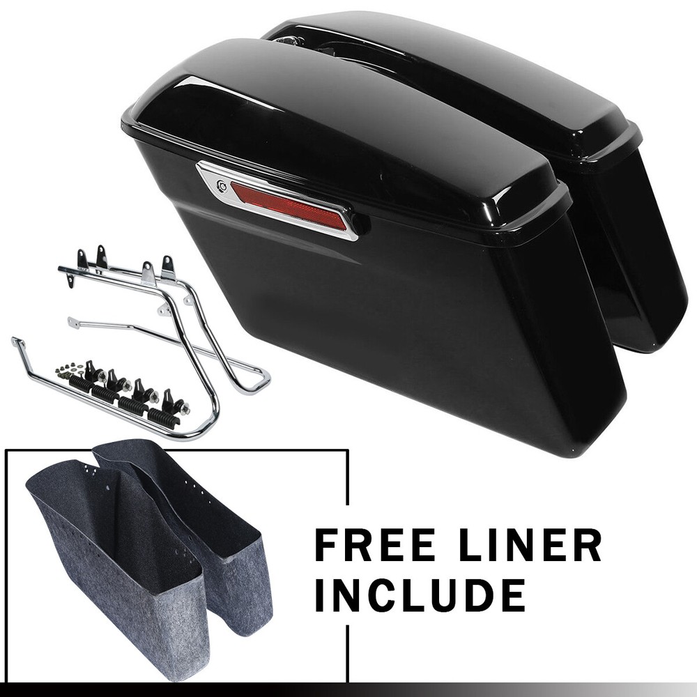Hard Saddlebags Saddle Bags & Conversion Bracket For Harley Softail Heritage