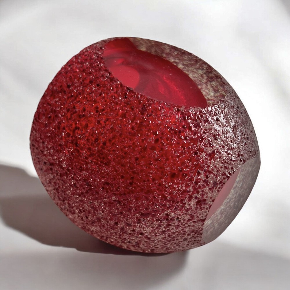 Ruby Red Modernist Italian Glass Vessel