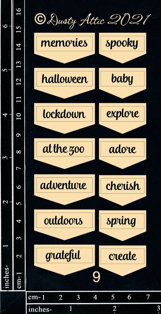 Dusty Attic Chipboard 3x6 - Mini Tabs #9 Black, DA3236