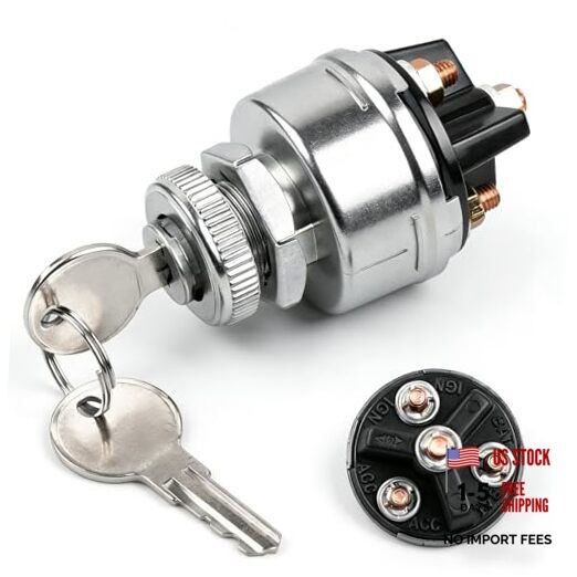 Ignition Switch with Key,  4 Position Universal Key Switch, Starter Switch 12V