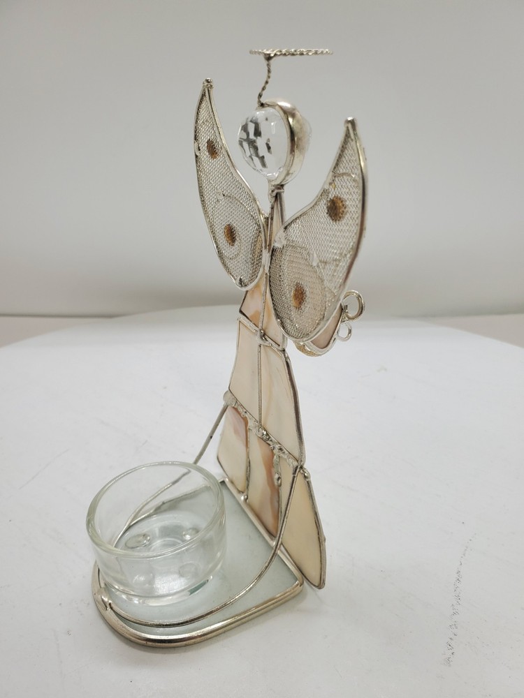 Capriz Shell Angel Tealight Holder 6" Tall