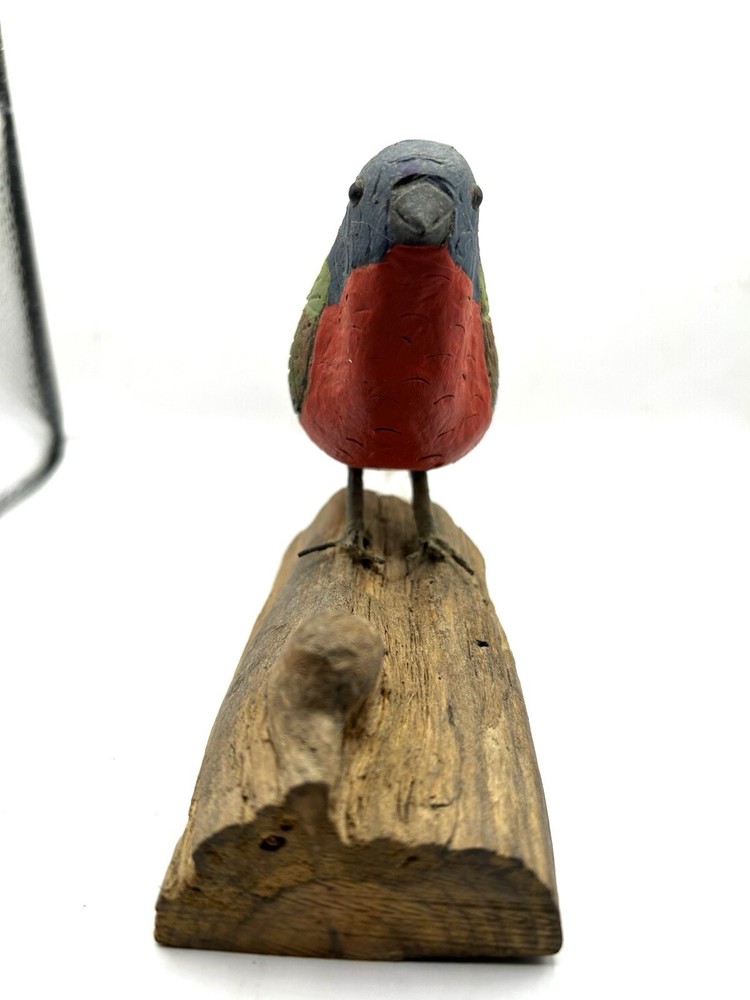 Hand Carved Painted Bunting Signed by David Riley