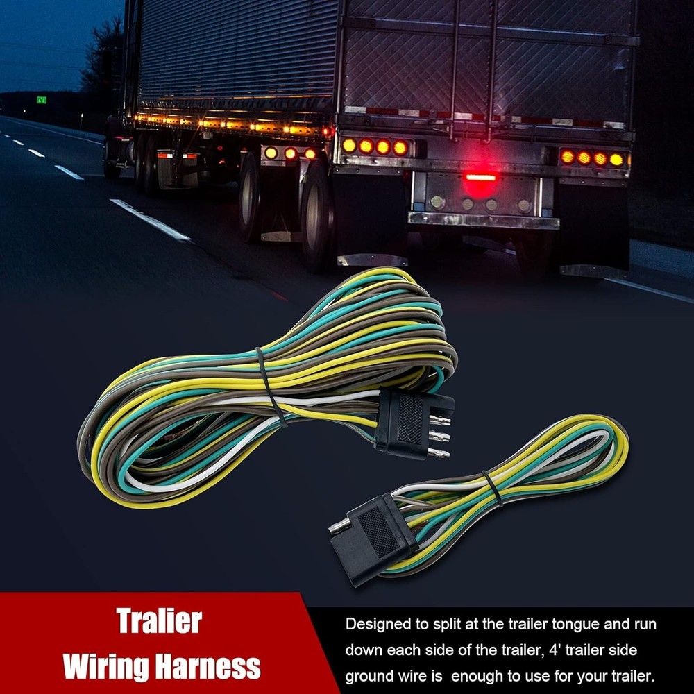 Kit de arnés de cableado para remolque, cable de remolque de 7,6 m con conector