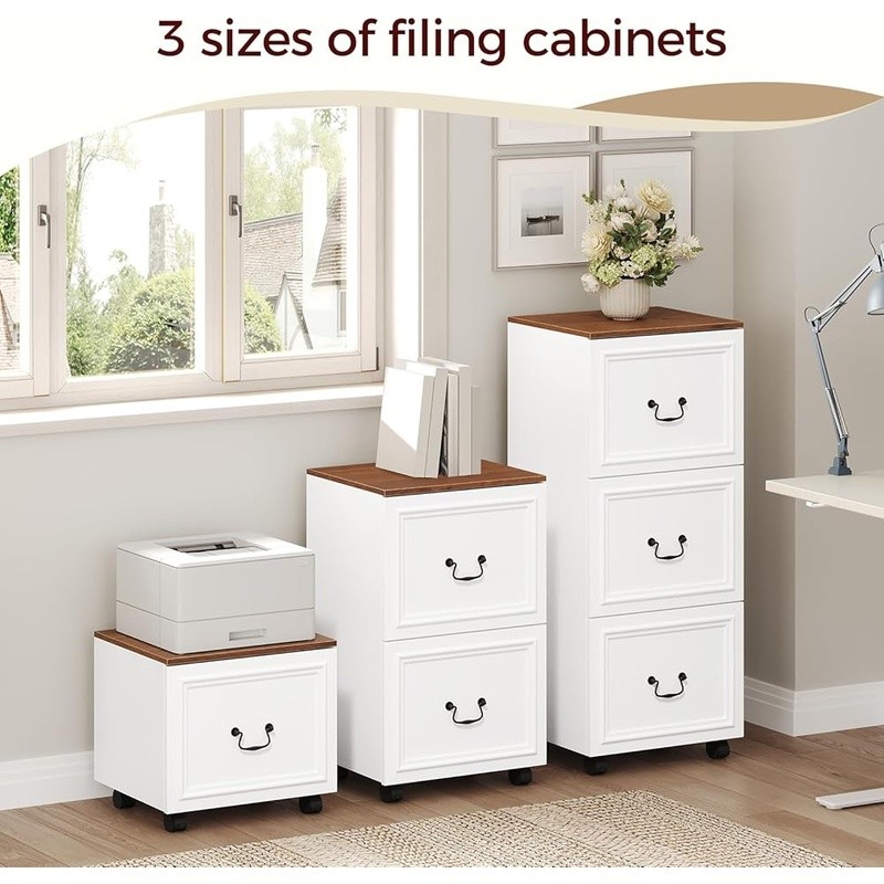 Versatile Rolling File Cabinet W/ Smooth Adjustable Hanging Rods Office Storage