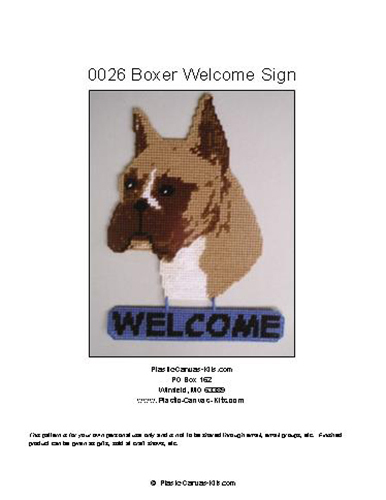 Boxer Dog Welcome Sign- Plastic Canvas Pattern or Kit