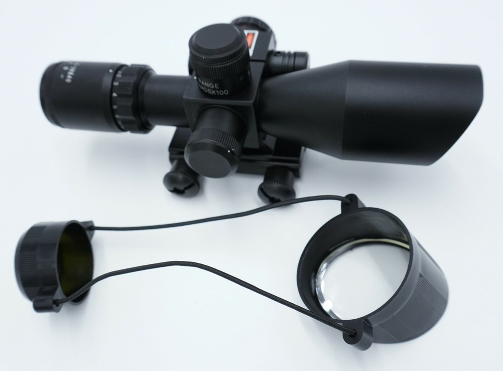 Adjustable 2.5-10x40 Compact Rifle Scope Illuminated Mil-Dot RED Laser & Mount