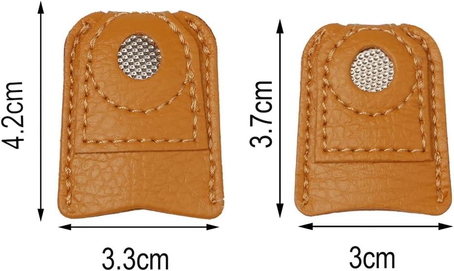 4 Pieces Leather Thimble Sewing Finger Protector Coin yellow
