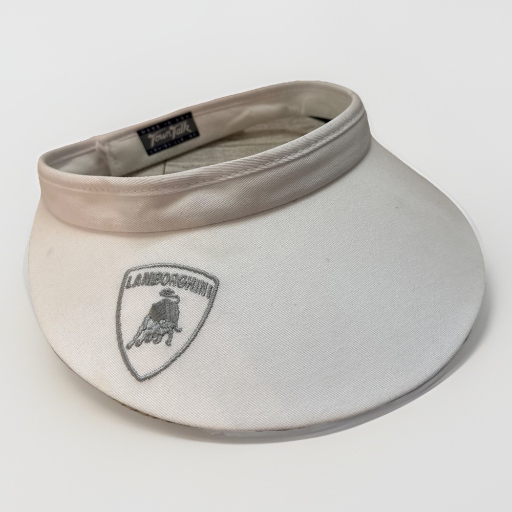 Lamborghini Town Talk Vintage Women's Visor Hat White Grey Oversized