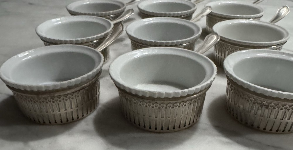 10 Mauser Sterling Silver Holders with Rameki Cups - 2 extra holders - 363 grams