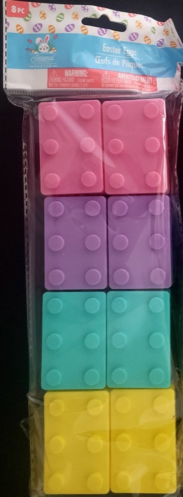 Easter Eggs Building Block Style Plastic Fillable Shells, 8/Pk Select Colors