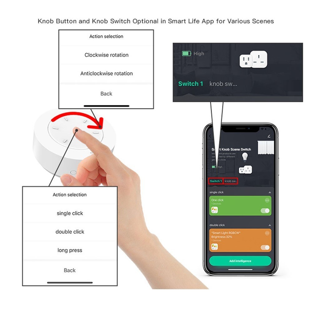 Sleek Design Wireless Dimming Switch Compatible with For Tuya and For Zigbee