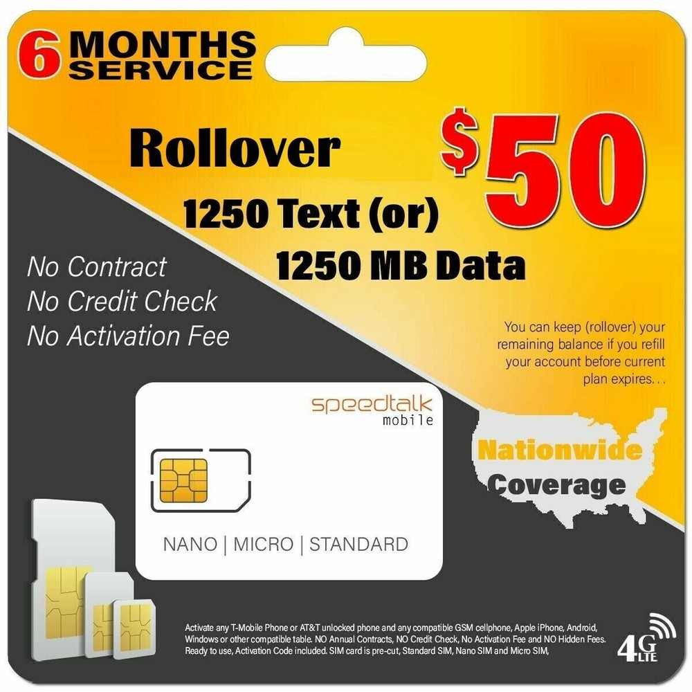 SpeedTalk GPS Tracker SIM Card Rollover Talk Text Data Canada Mexico Roaming
