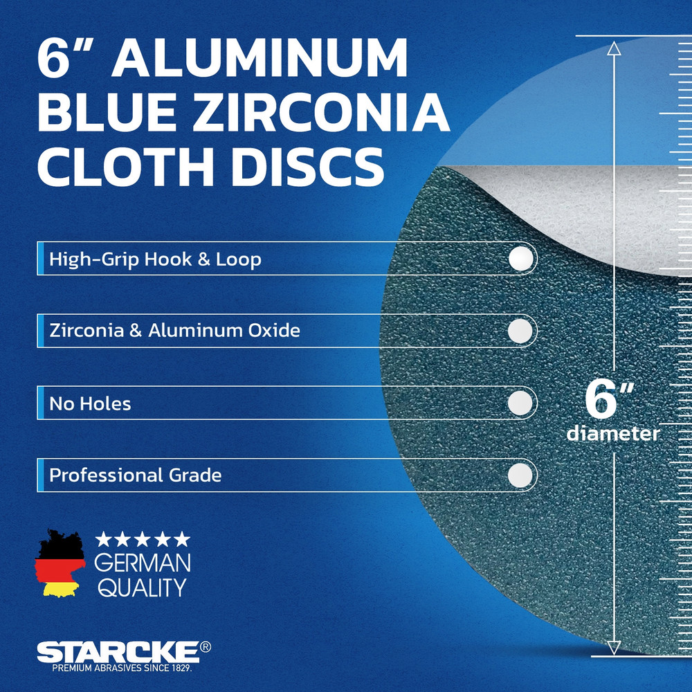 Starcke Premium 6 Inch Hook and Loop Grip Sanding Discs No Hole