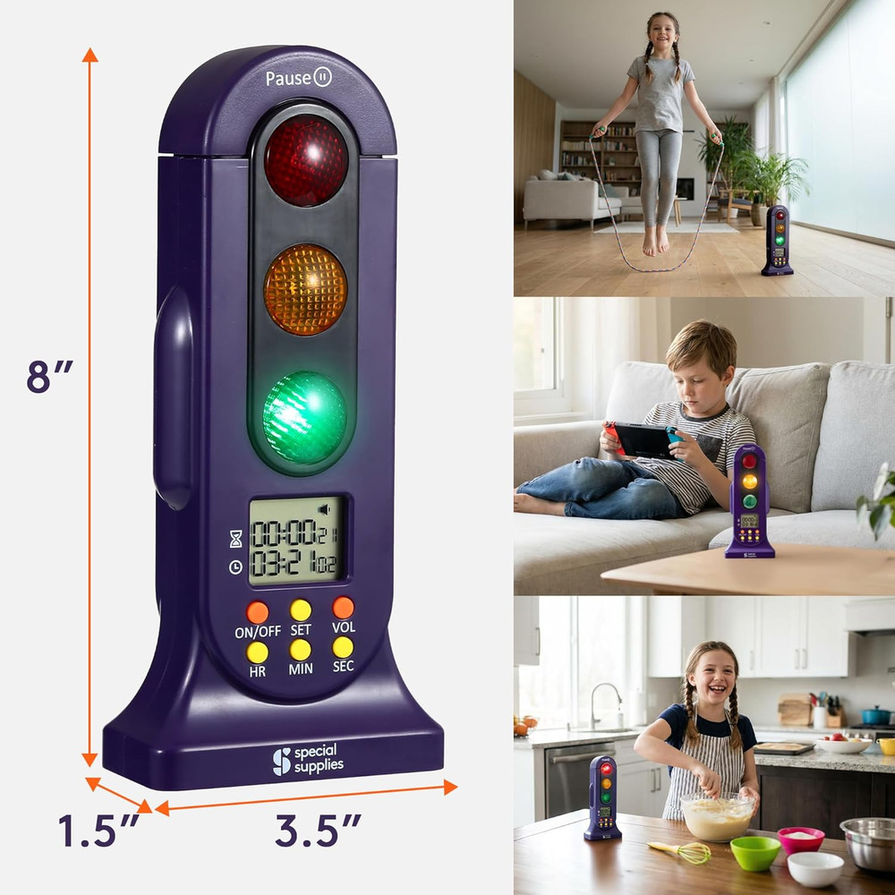 Stoplight Audio Visual Timer for Kids with Lights and Stopwatch Home Classroom