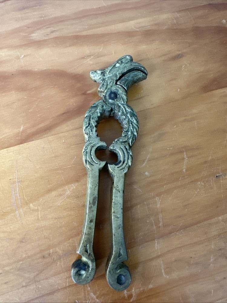 Vintage Antique Solid Brass Eagle Bird Head Nut Cracker