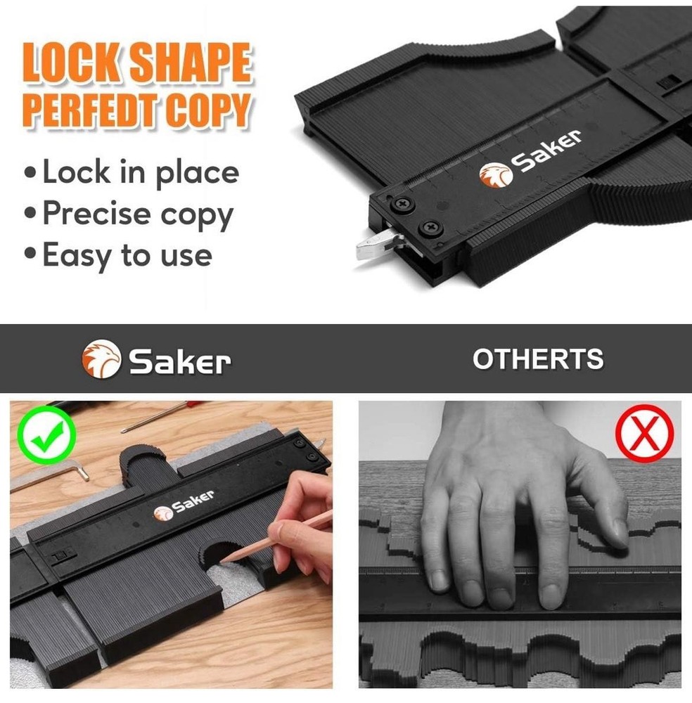 Saker Adjustable Measure Connection Profile Gauge 5+10 Inch - Precision Tool