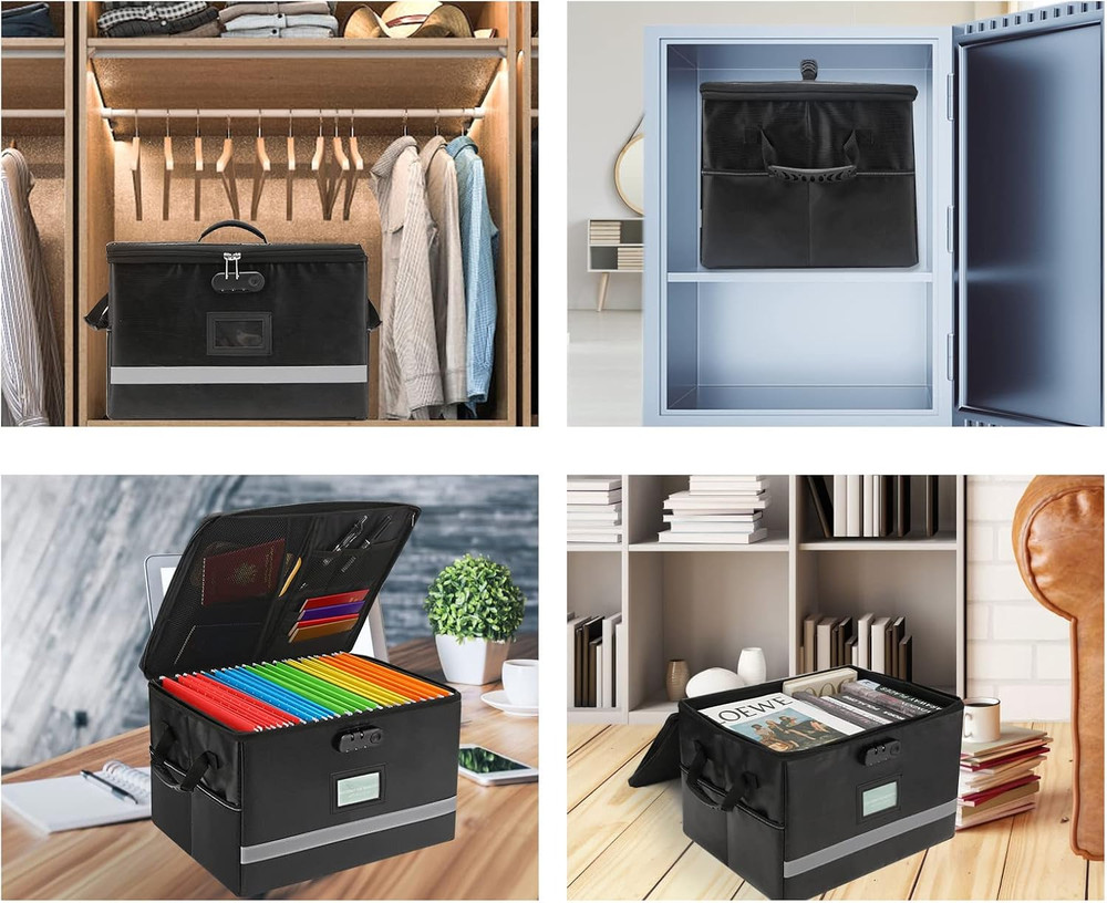 File Organizer, Fireproof File Box with Lids, Important Document Organizer Bo...
