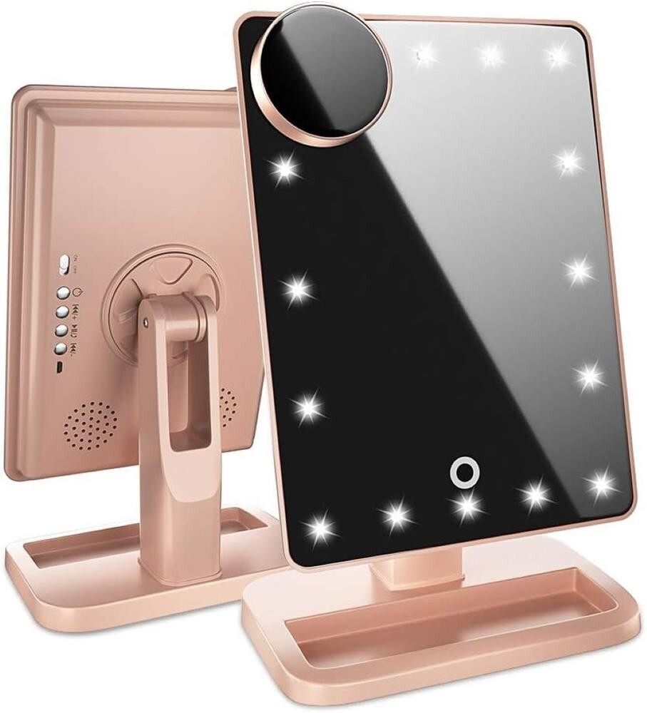 LED Lighted Make up Vanity Mirror  Bluetooth 360° Adjustable Rotation Dimmable