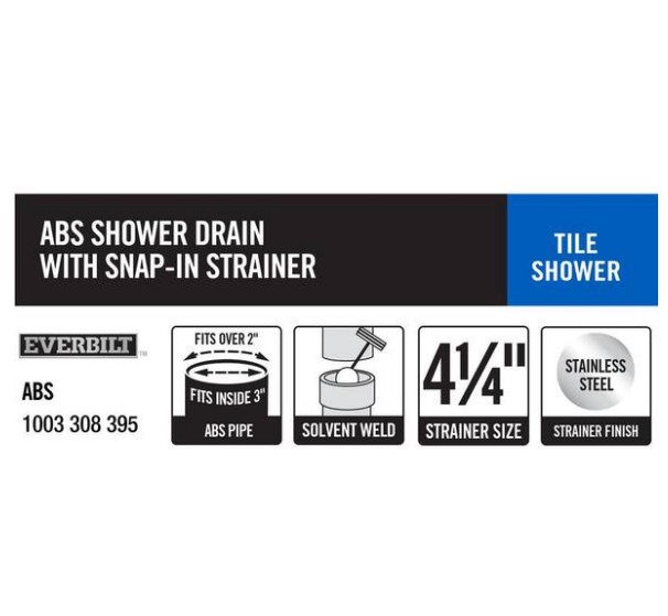 Everbilt - TILE IN DRAIN SQUARE SS STRNR ABS #1