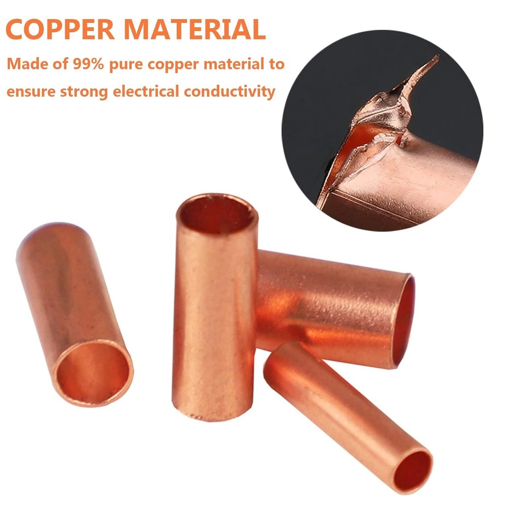 250Pcs Wire Ferrules Kit 7 Size Copper Crimp Connector Non Insulated