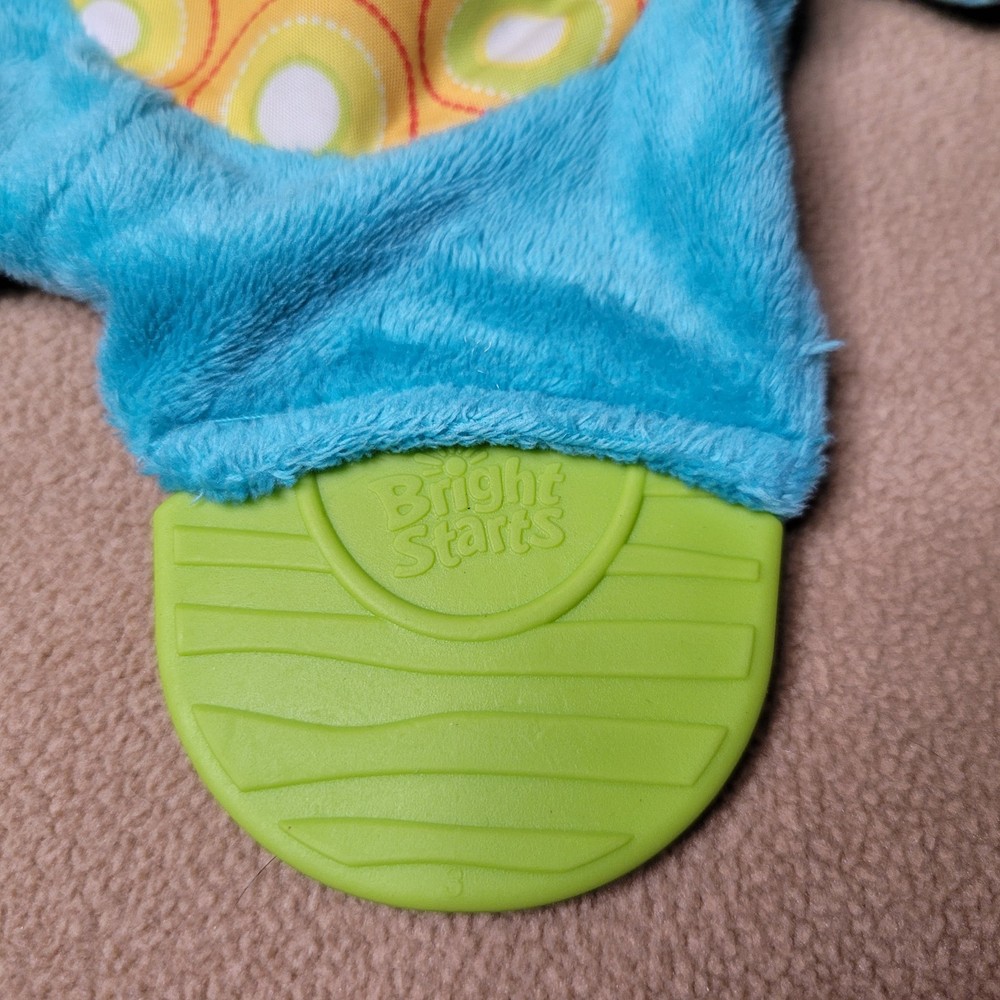 Bright Starts Plush Blue Elephant Teether, Crinkles Toy