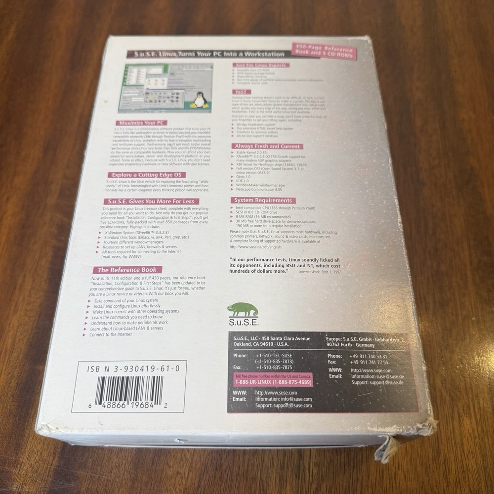 Suse Linux 5.3 July 1998 (CD-ROM, 2001) Big Box Vintage Software