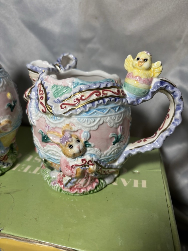 Spring Easter Decor Ceramic Cream And Sugar Set