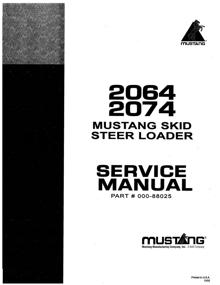 Skid Loader Technical Workshop Manual Mustang 2064 2074