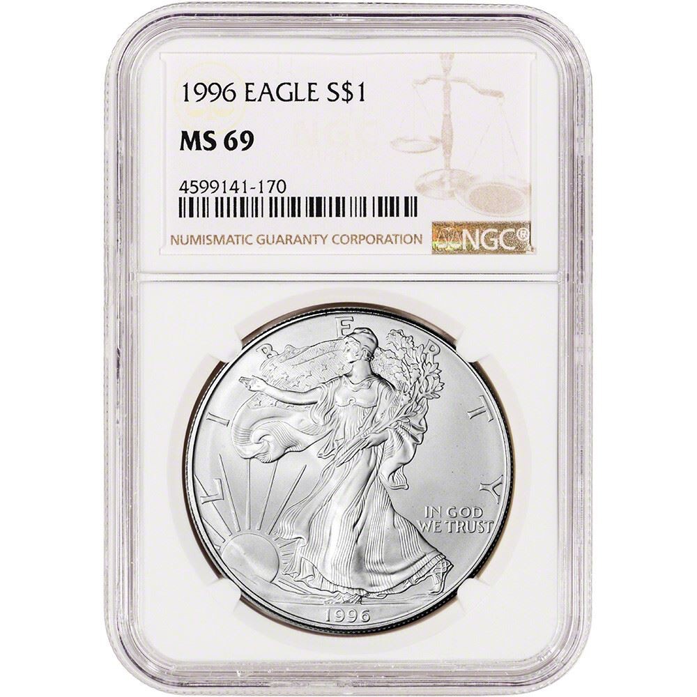 1996 American Silver Eagle Coin - NGC MS69
