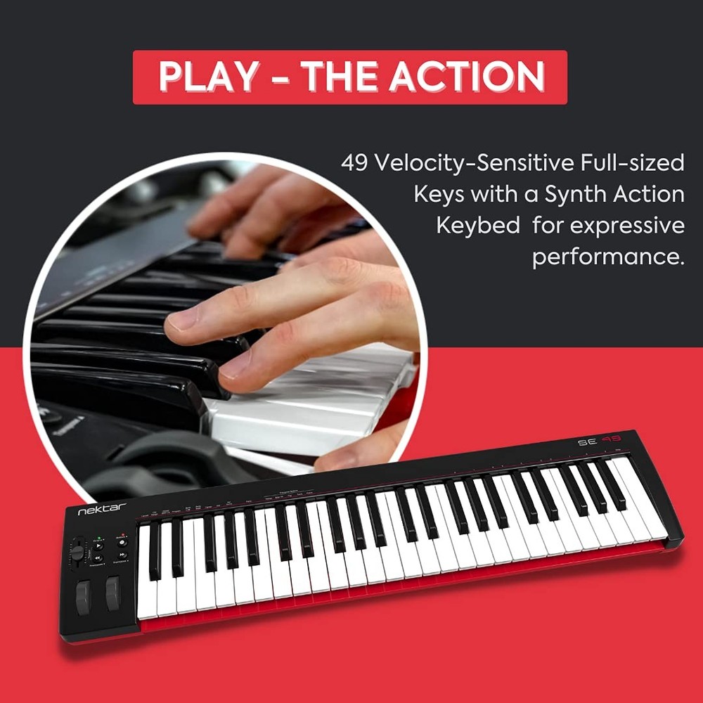 49Key MIDI Controller, Compact Keyboard for Music Production and Performance
