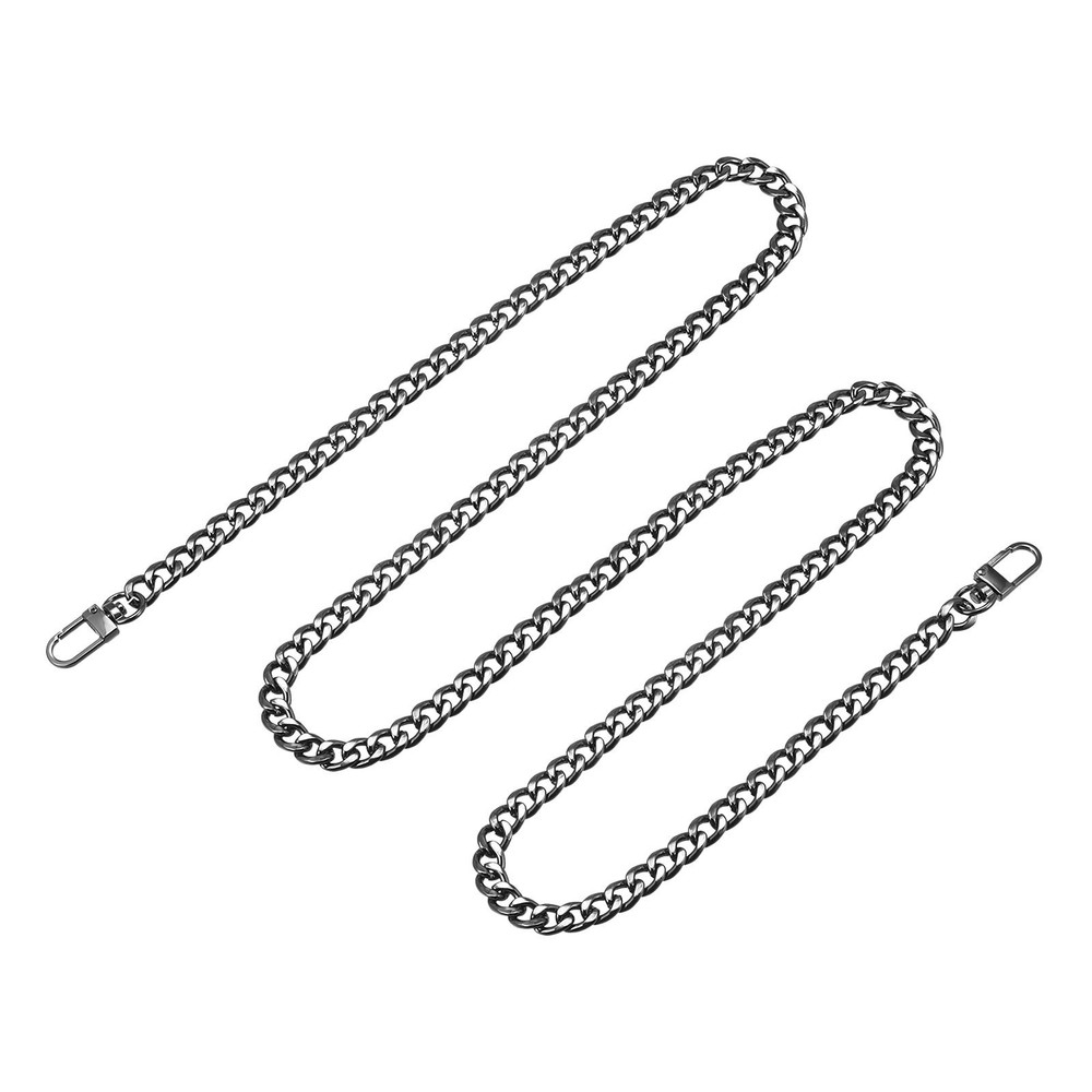 Iron Flat Chain Strap, 47" Handbag Chains Purse Straps DIY Replacement, Black