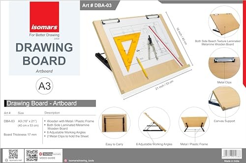 A3 Foldable Drawing Board Table Model Drafting Board with Clips