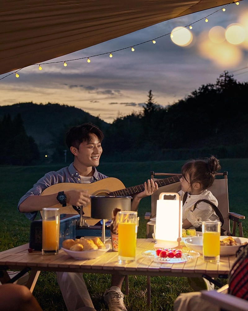 Solar Camping Lantern 6000mAh, USB Rechargeable Light & White, White
