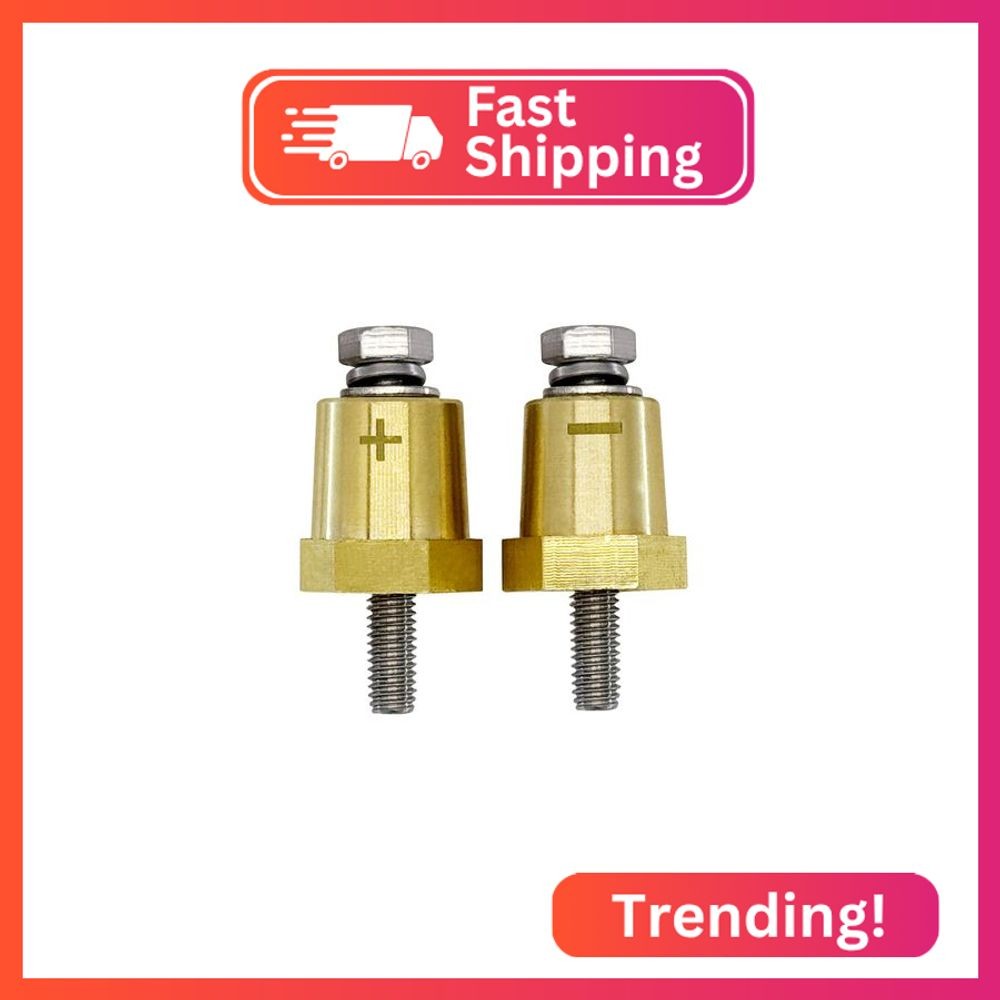 Ampper M6 Thread Brass Battery Terminal Charging Posts, Battery Post Adapter (+/