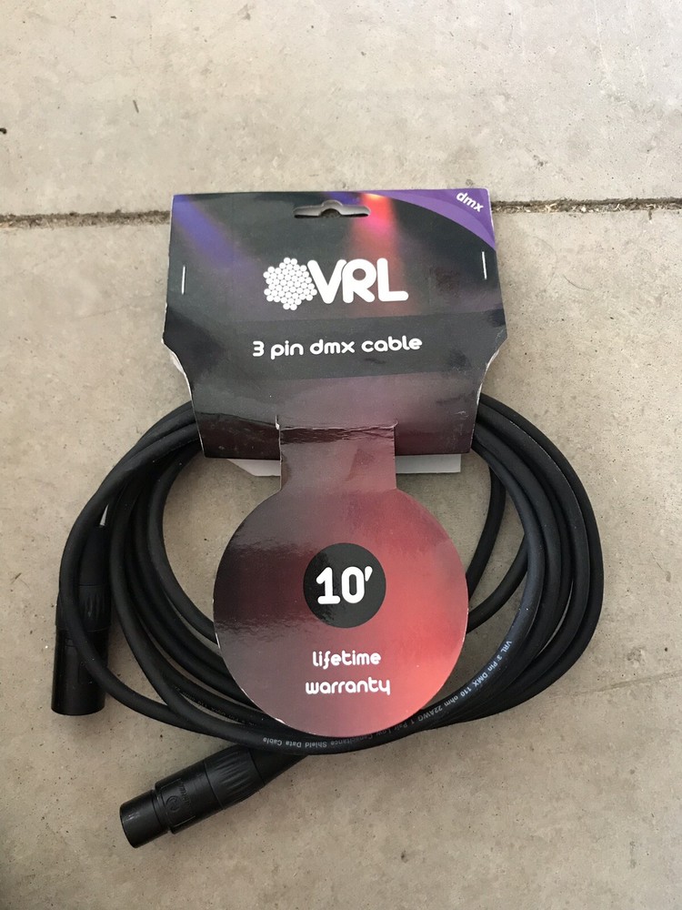 VRL DMX 3-Pin Pro Lighting Low Capacitance Shielded OSP Elite Core Cable 10' ft