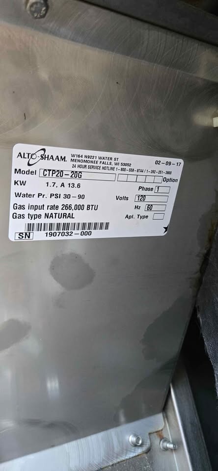 alto-sham ctp20-20g combi oven