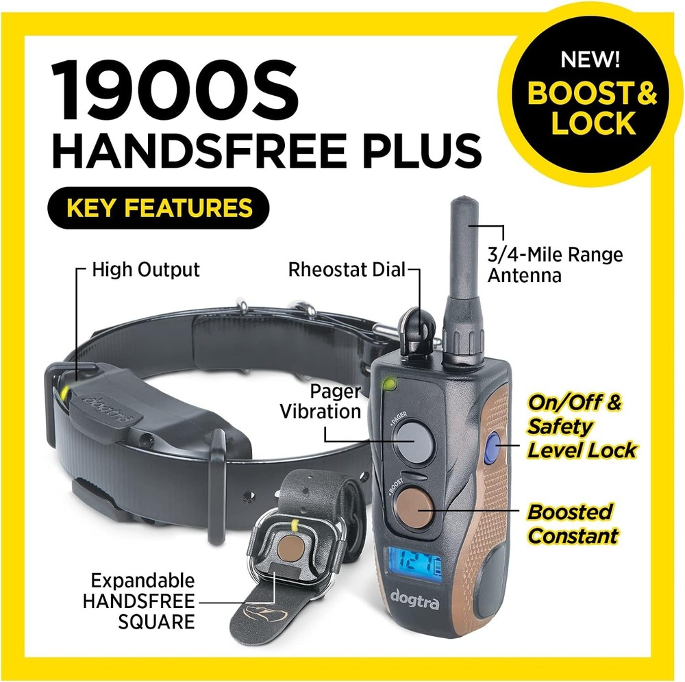 Dogtra 1900S Handsfree Plus Boost And Lock 3/4 Mile Range Training E-Collar