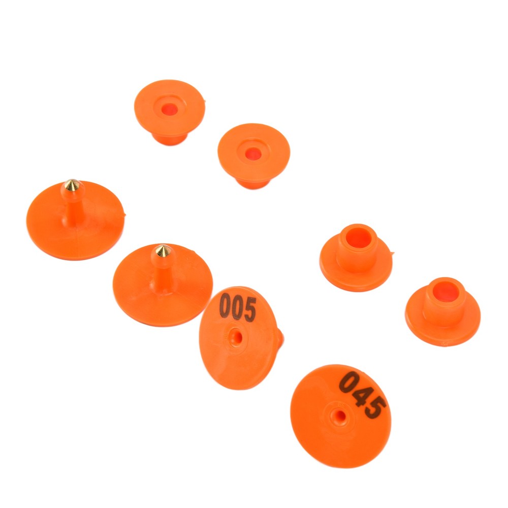 (Orange)Cattle Numbered Ear Tag Convenient Identification Dog Marker Label With