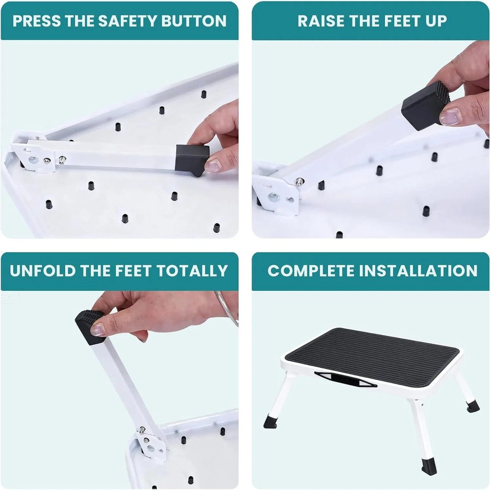Gianna Foldable Step Stool with Non-Slip Platform & Rubber Feet, 1-Step Ladder