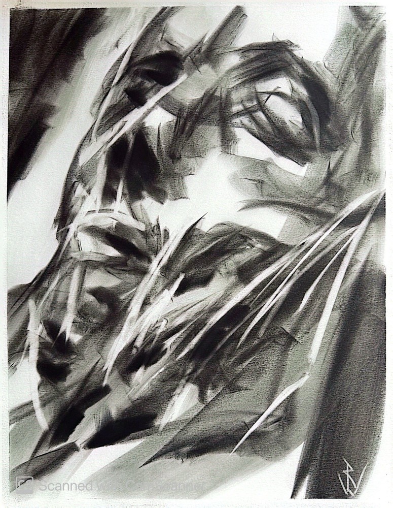 Dark Expressionist Demon – 11x14 Pastel Drawing on Paper