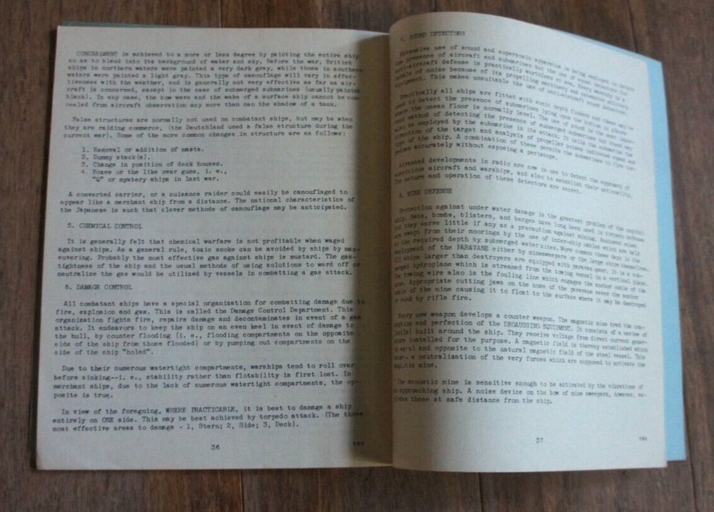 WWII Identification & Tactical Functions of Naval Vessels Workbook First Edition
