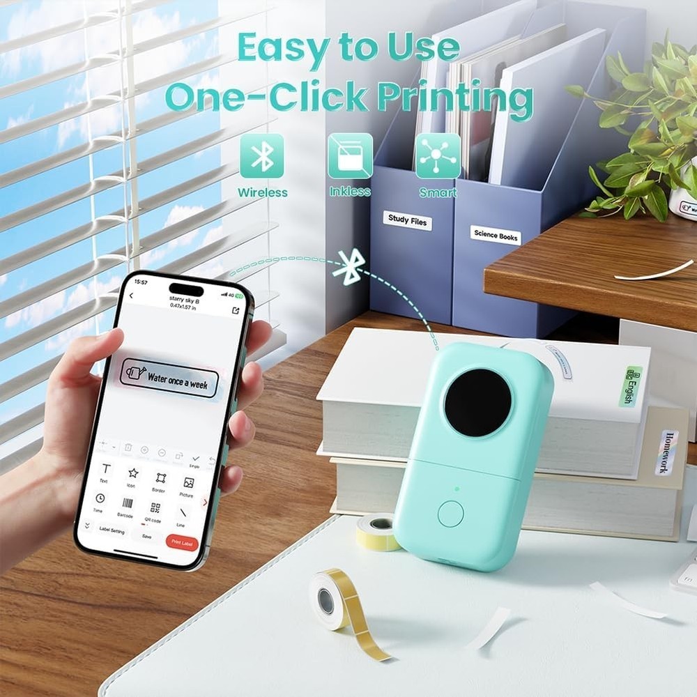 Phomemo D30 Label Maker Machine, Portable Bluetooth Mini Label Printer Handheld