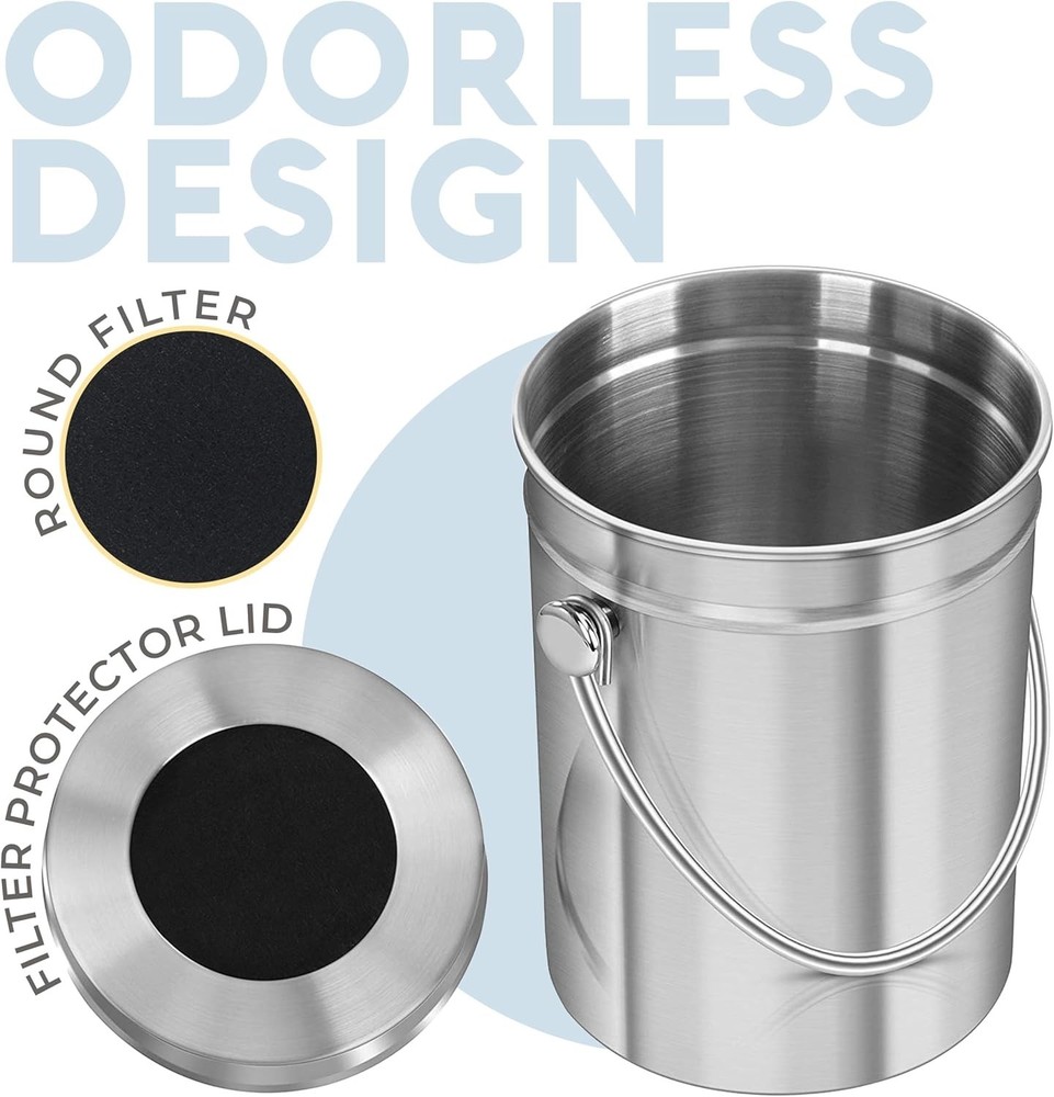 Countertop Compost Bin Kitchen | 1.3 Gallon | Odorless Composting Bin with Ca...