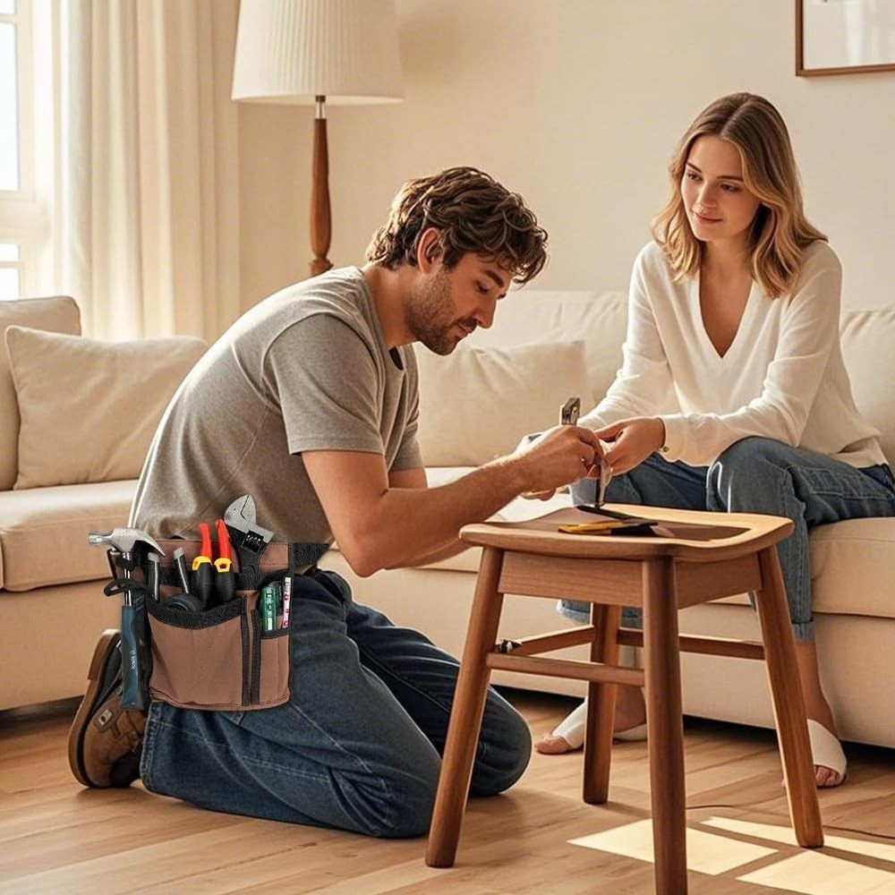 Durable 5-Pocket Canvas Tool Belt for Men