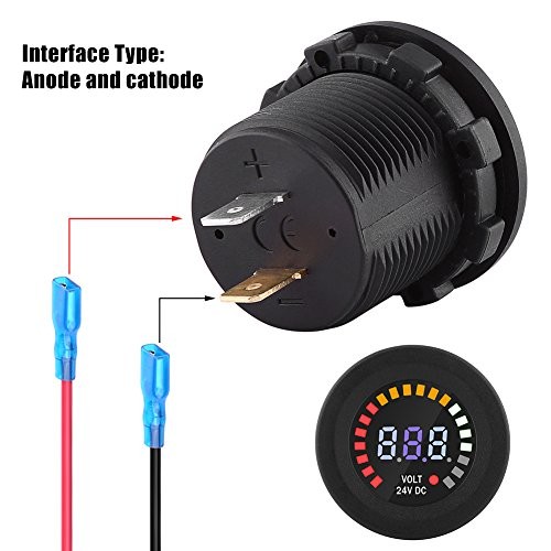 DC 24V LED Panel Voltmeter, Car Voltage Display Motorcycle Volt Meter 24V